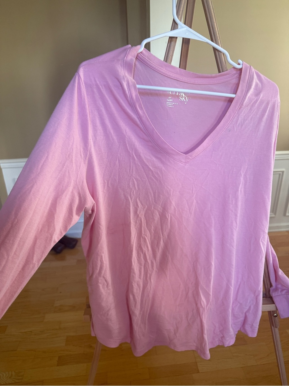 Terra & Sky Light Pink V-Neck Long Sleeve Tee
